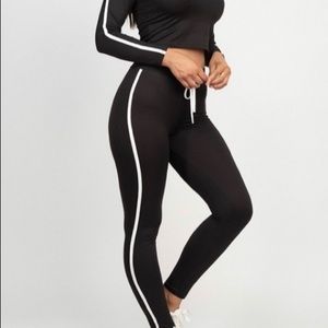 (M) One stripe crop top and legging set